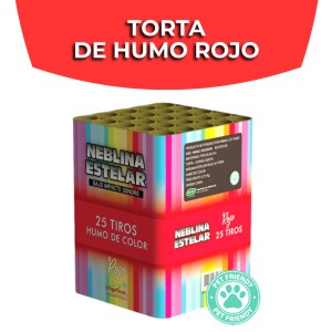 TORTA X 25 TIROS HUMO ROJO